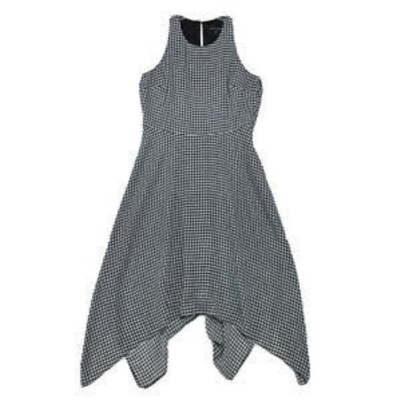 Banana Republic Monochromatic Gingham Dress Asymmetrical Petite 0 Like New - Picture 2 of 5